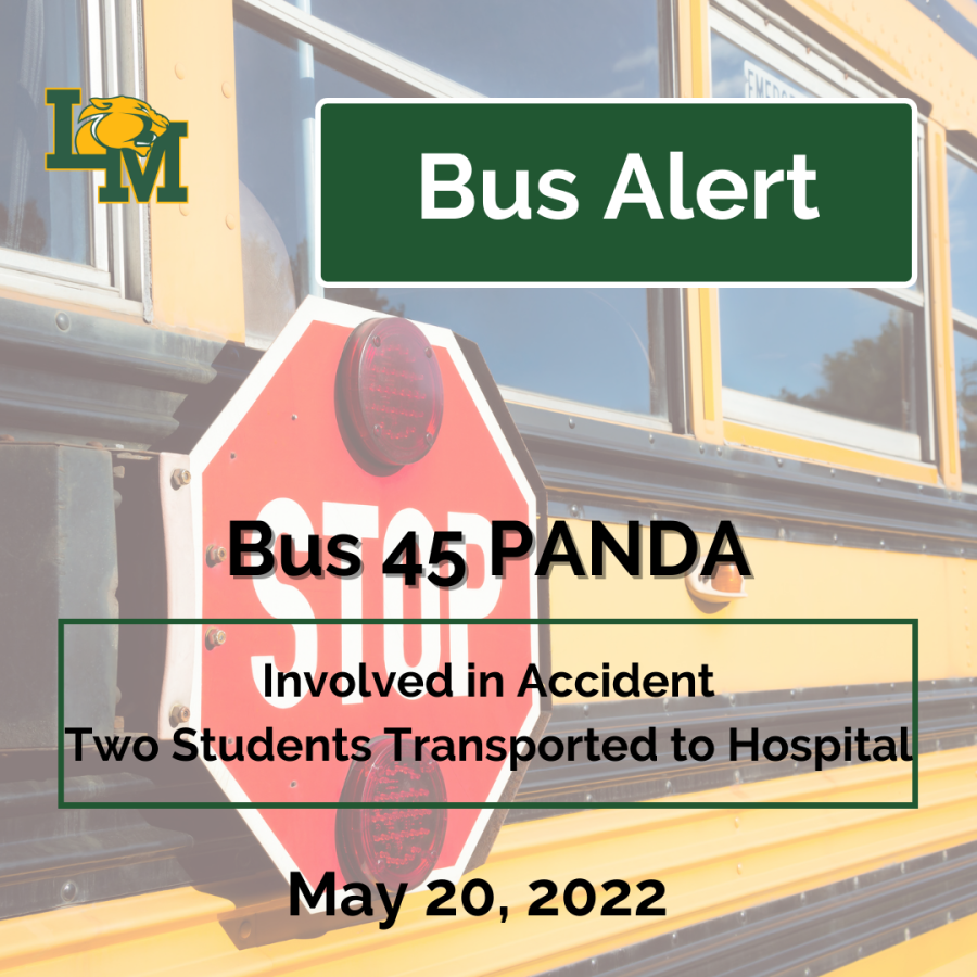 school bus with bus alert info